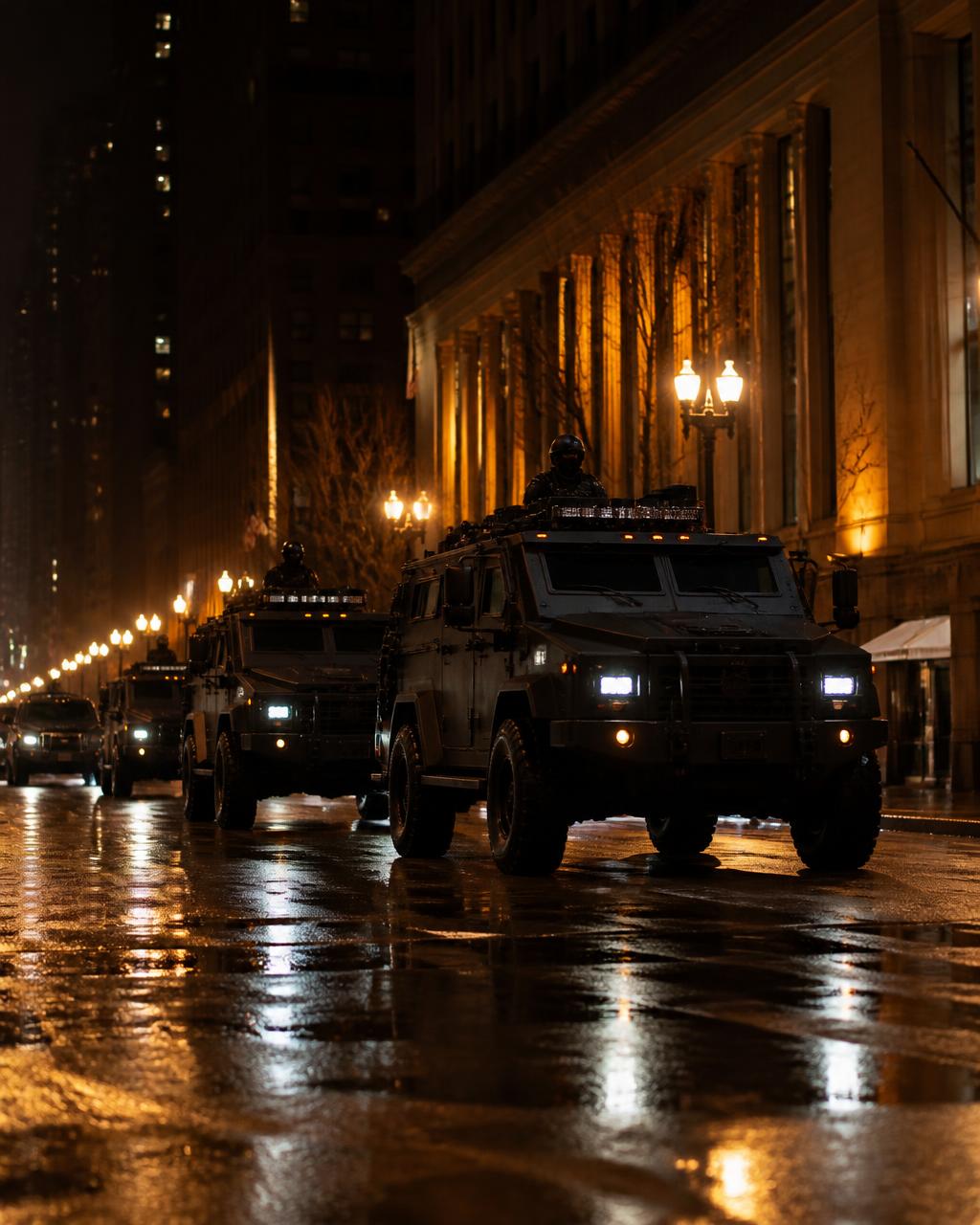 ARS tactical security convoy at night